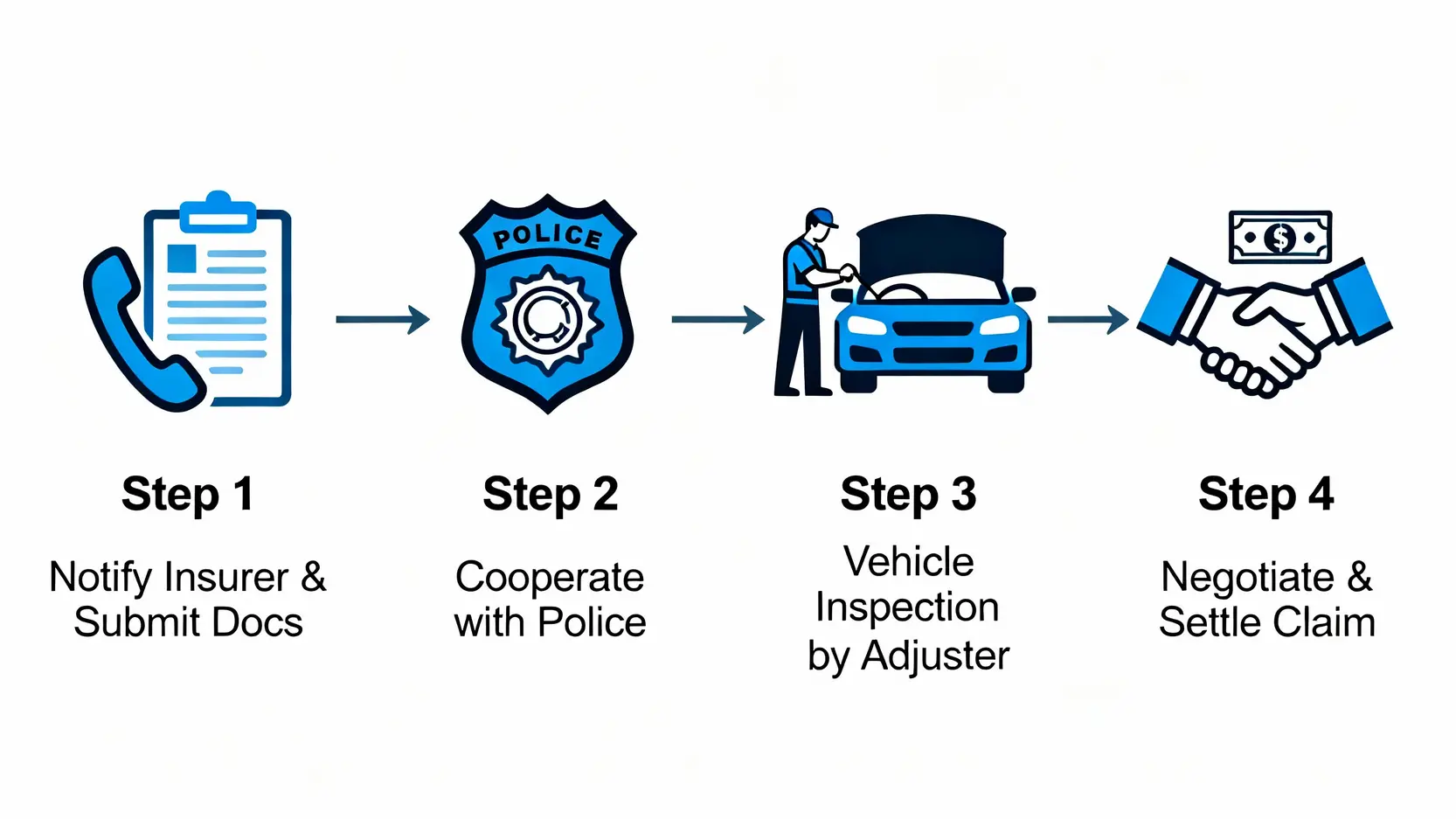 標準交通意外索償程序四個階段流程圖