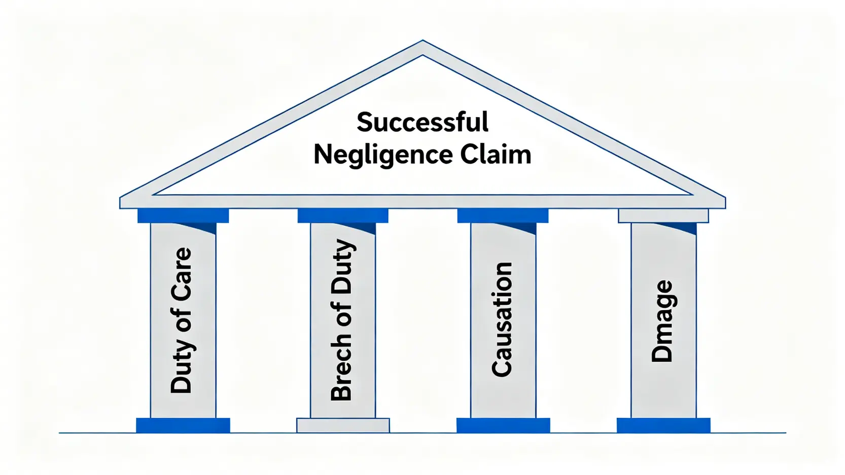 人身傷亡賠償金額點計?律師教你計盡交通意外、疏忽索償應得賠償 3 疏忽索償的四大法律要素示意圖,包括謹慎責任、違反責任、因果關係和損害。