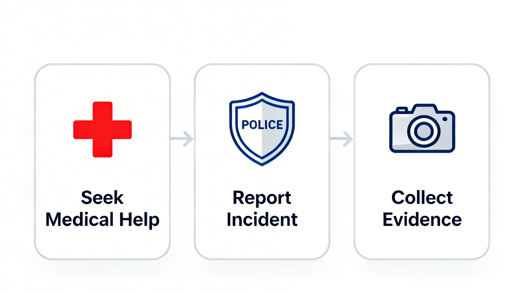 意外賠償全攻略:交通意外、工傷索償程序、時限及律師指引 3 意外發生後保障權益的三個關鍵步驟:尋求醫療協助、報警或上報、蒐集證據。