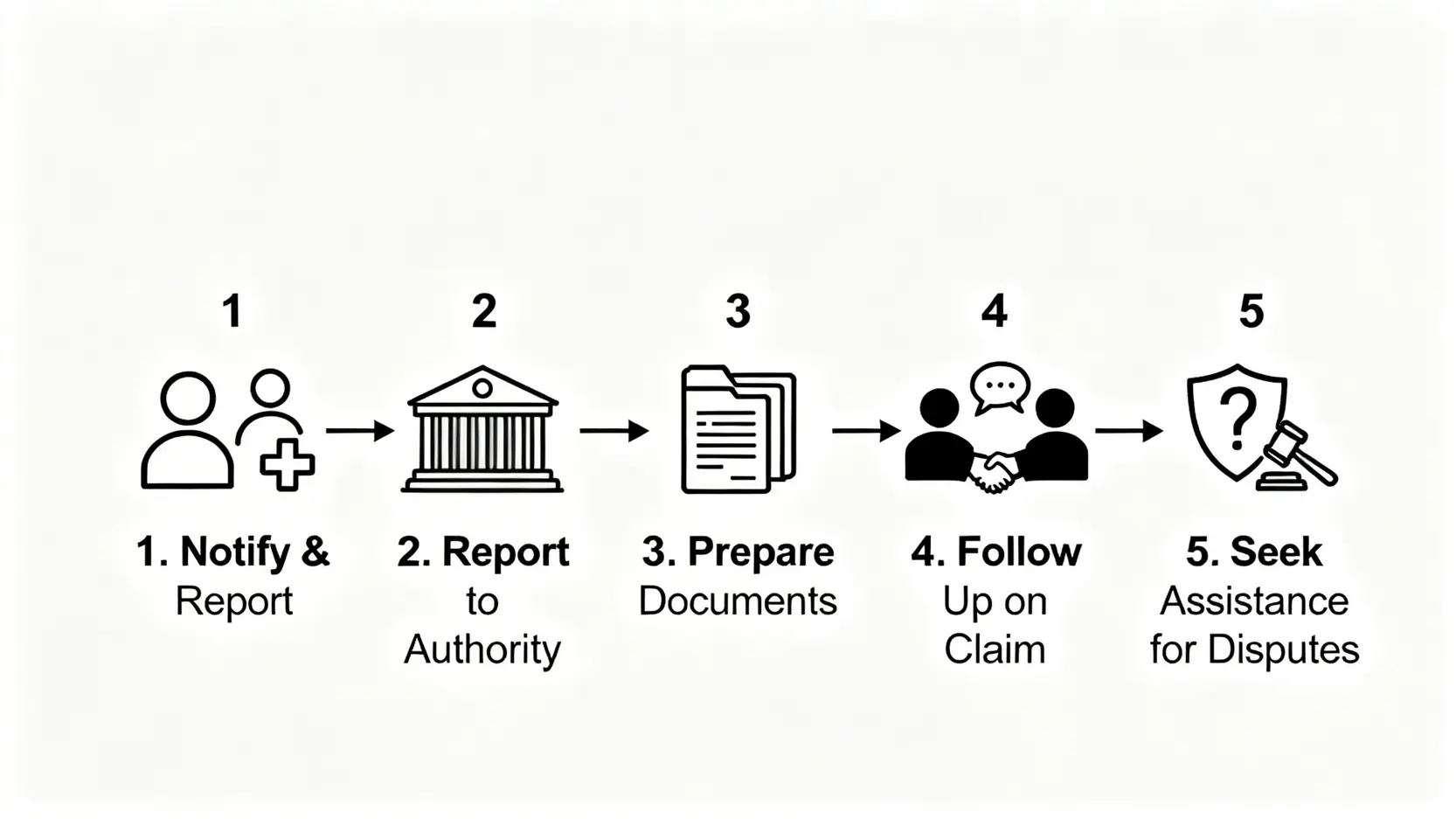 工傷病假懶人包:4/5糧計算、賠償金額及醫療費用索償全攻略 5 工傷申報與索償的五個關鍵步驟流程圖。